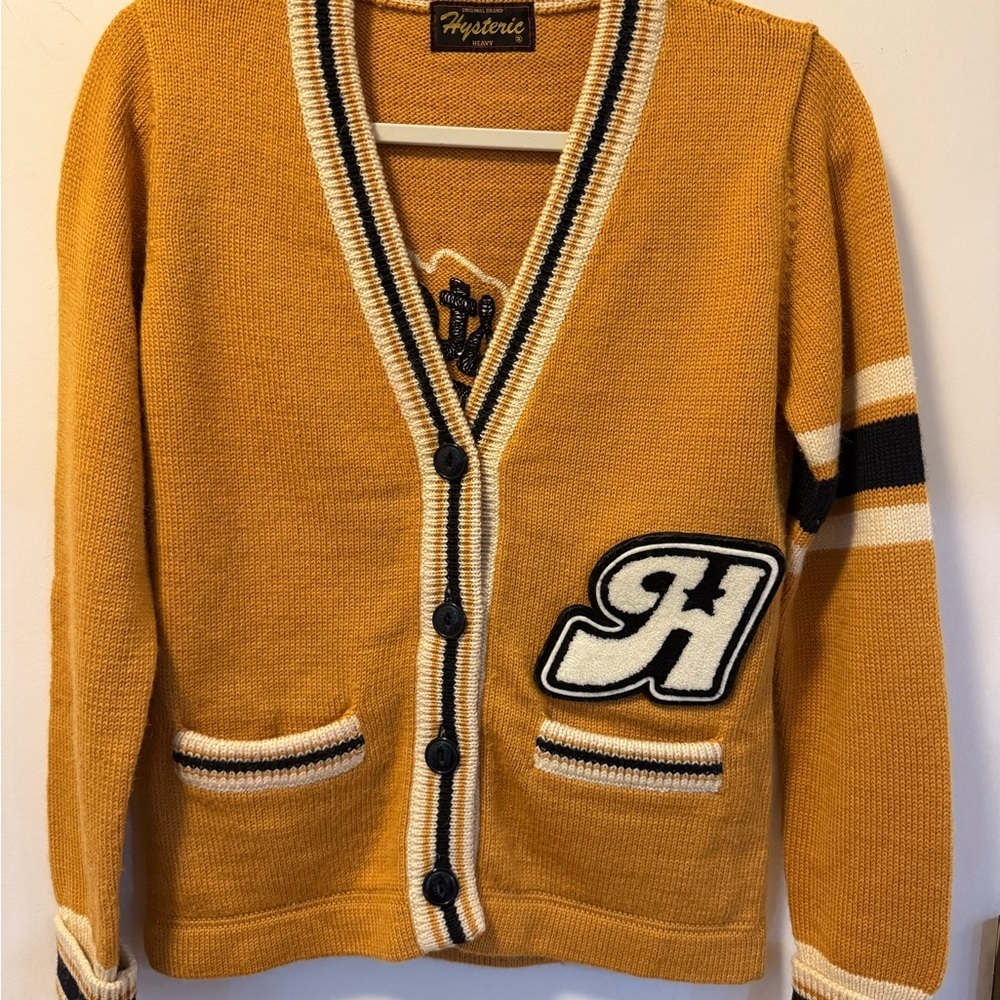 Hysteric Glamour Yellow and Black “Varsity” Style Cardigan, Size S* - Picture 3 of 8